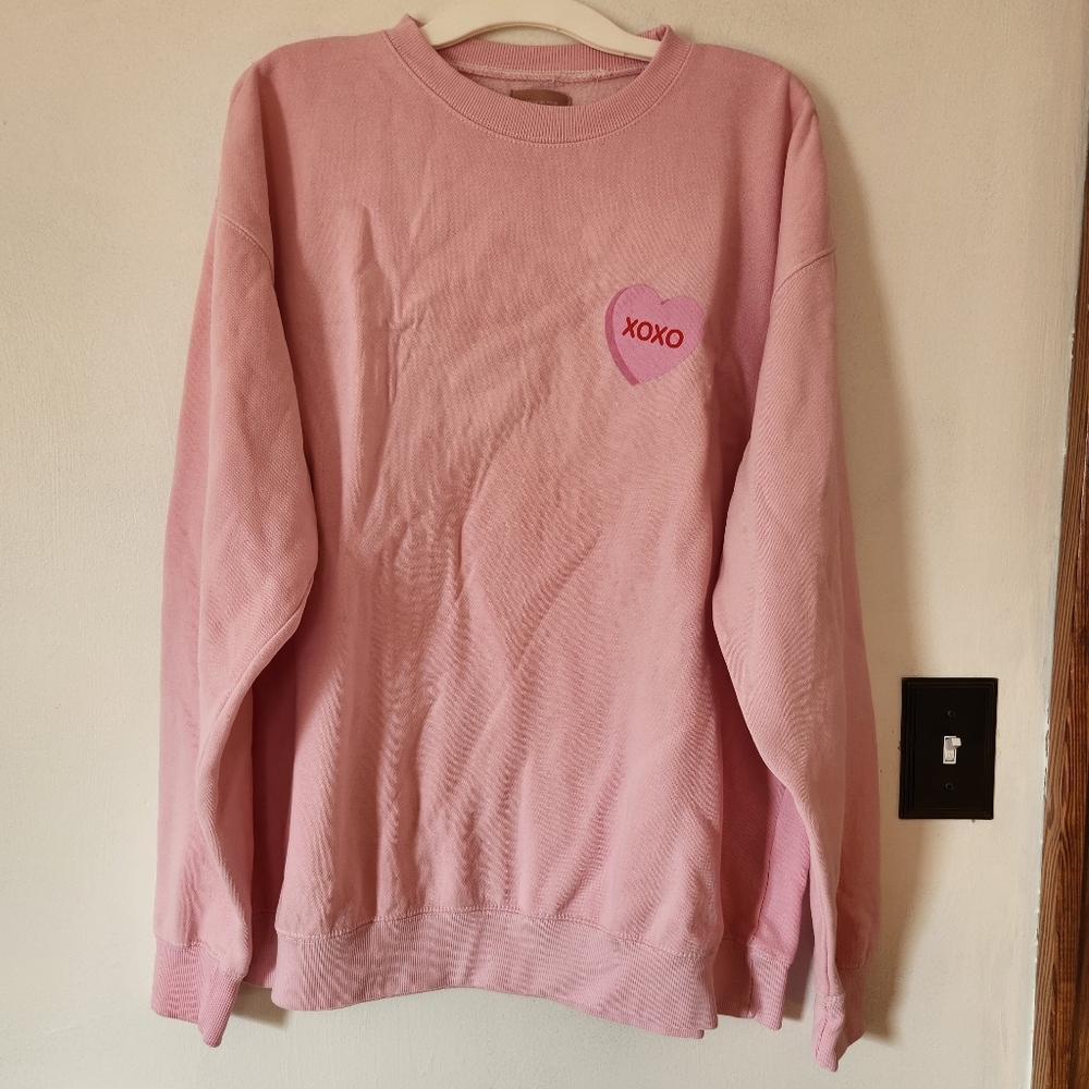 Show Me Your MUMU oversized pink Valentine pullover sweater size M
